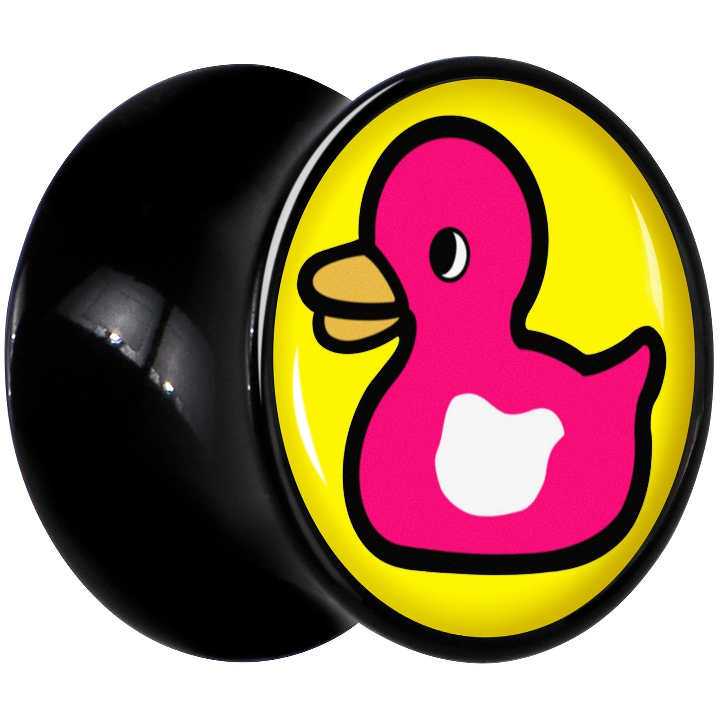 Black Acrylic Pink Ducky Double Flare Plug Set by Onyx O - - PLUG Double Flare