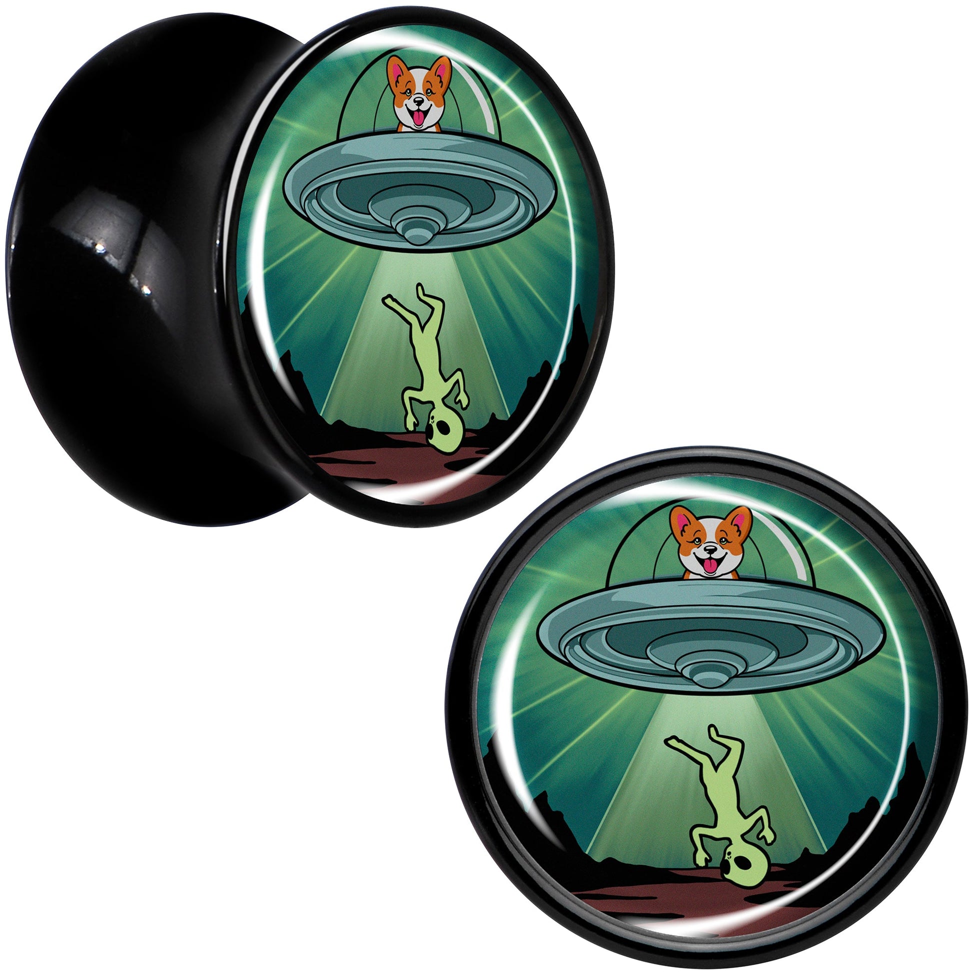 0G Reverse Alien UFO Abduction Black Acrylic Saddle Plug Set by Onyx O - - PLUG Saddle