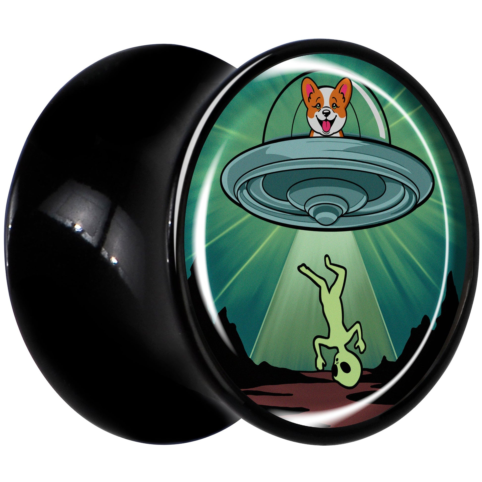 0G Reverse Alien UFO Abduction Black Acrylic Saddle Plug Set by Onyx O - - PLUG Saddle