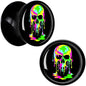 Ultra Bright Melting Skull Black Acrylic Saddle Plug Set by Onyx O - 10mm (00 Gauge) - PLUG Saddle
