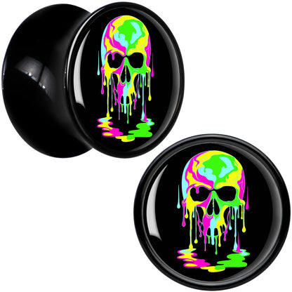 Ultra Bright Melting Skull Black Acrylic Saddle Plug Set by Onyx O - 12mm (1 2") - PLUG Saddle