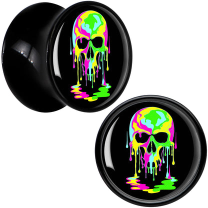Ultra Bright Melting Skull Black Acrylic Saddle Plug Set by Onyx O - 13mm (34 64") - PLUG Saddle