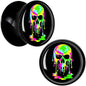 Ultra Bright Melting Skull Black Acrylic Saddle Plug Set by Onyx O - 13mm (34 64") - PLUG Saddle