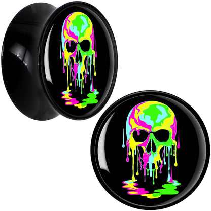 Ultra Bright Melting Skull Black Acrylic Saddle Plug Set by Onyx O - 18mm (.0709") - PLUG Saddle