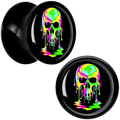 Ultra Bright Melting Skull Black Acrylic Saddle Plug Set by Onyx O - 8mm (0 Gauge) - PLUG Saddle