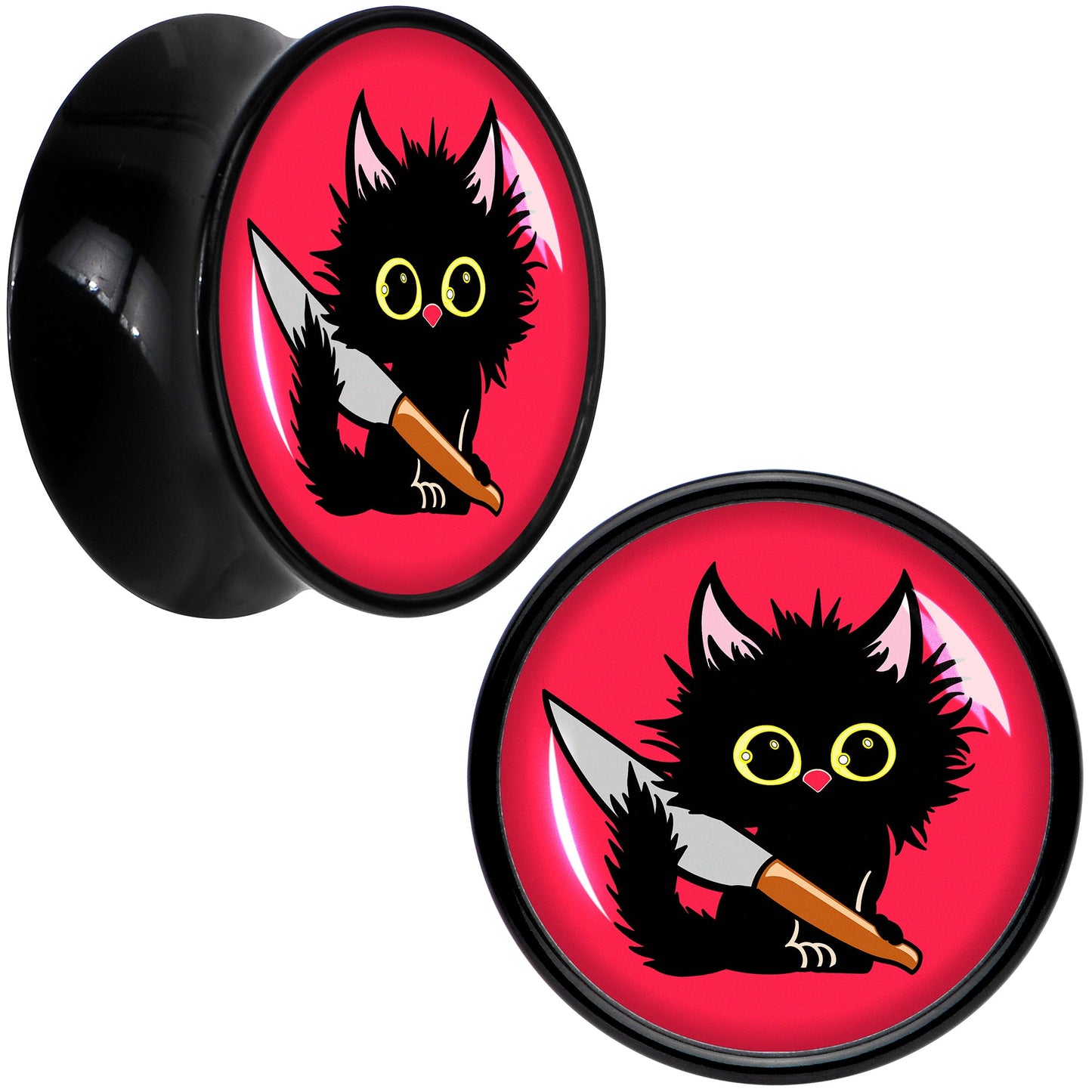 Stabby Cat Black Acrylic Saddle Plug Set by Onyx O - 14mm (9 16") - PLUG Saddle