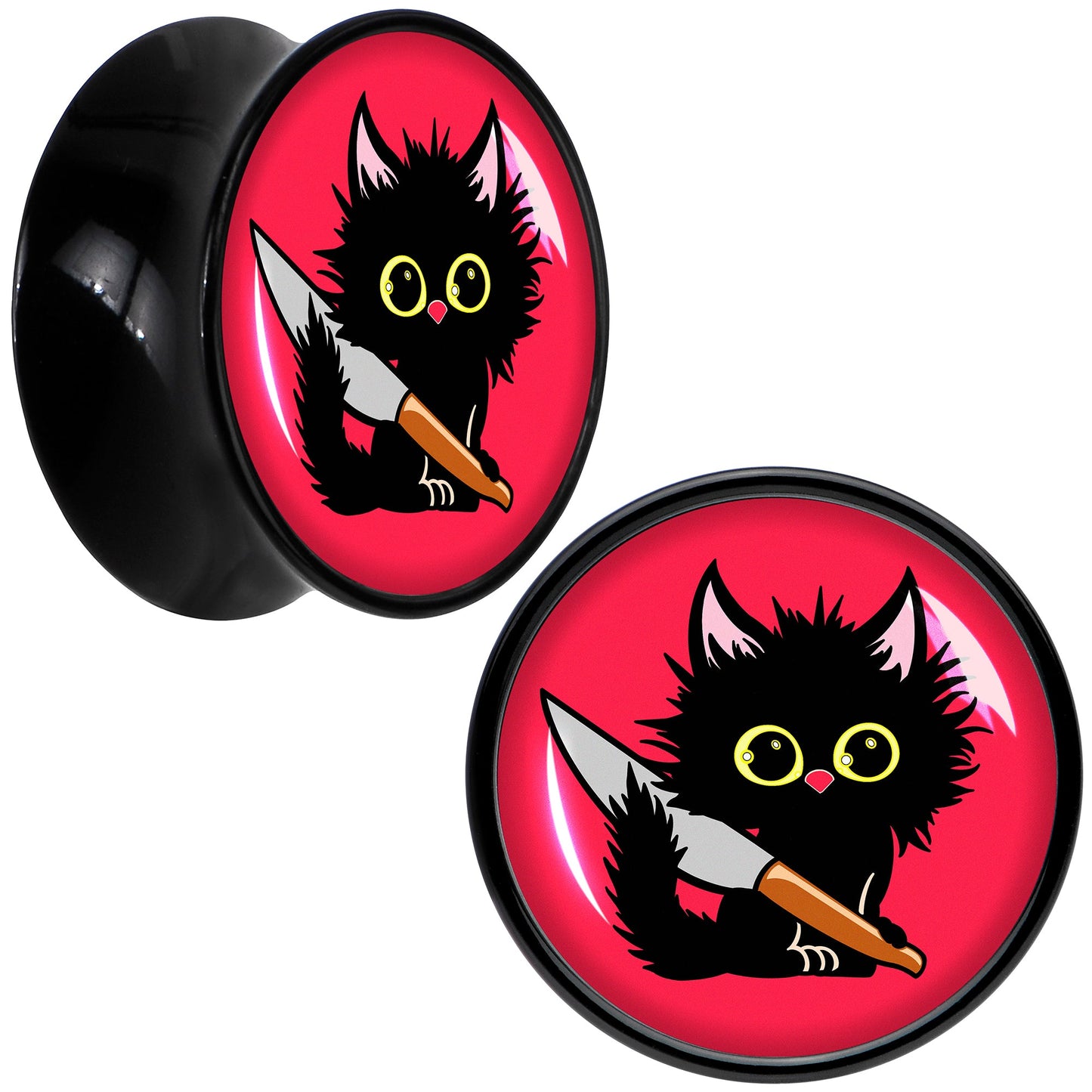 Stabby Cat Black Acrylic Saddle Plug Set by Onyx O - 16mm (5 8") - PLUG Saddle