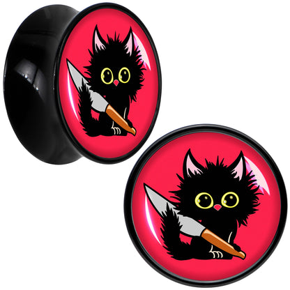 Stabby Cat Black Acrylic Saddle Plug Set by Onyx O - 16mm (5 8") - PLUG Saddle