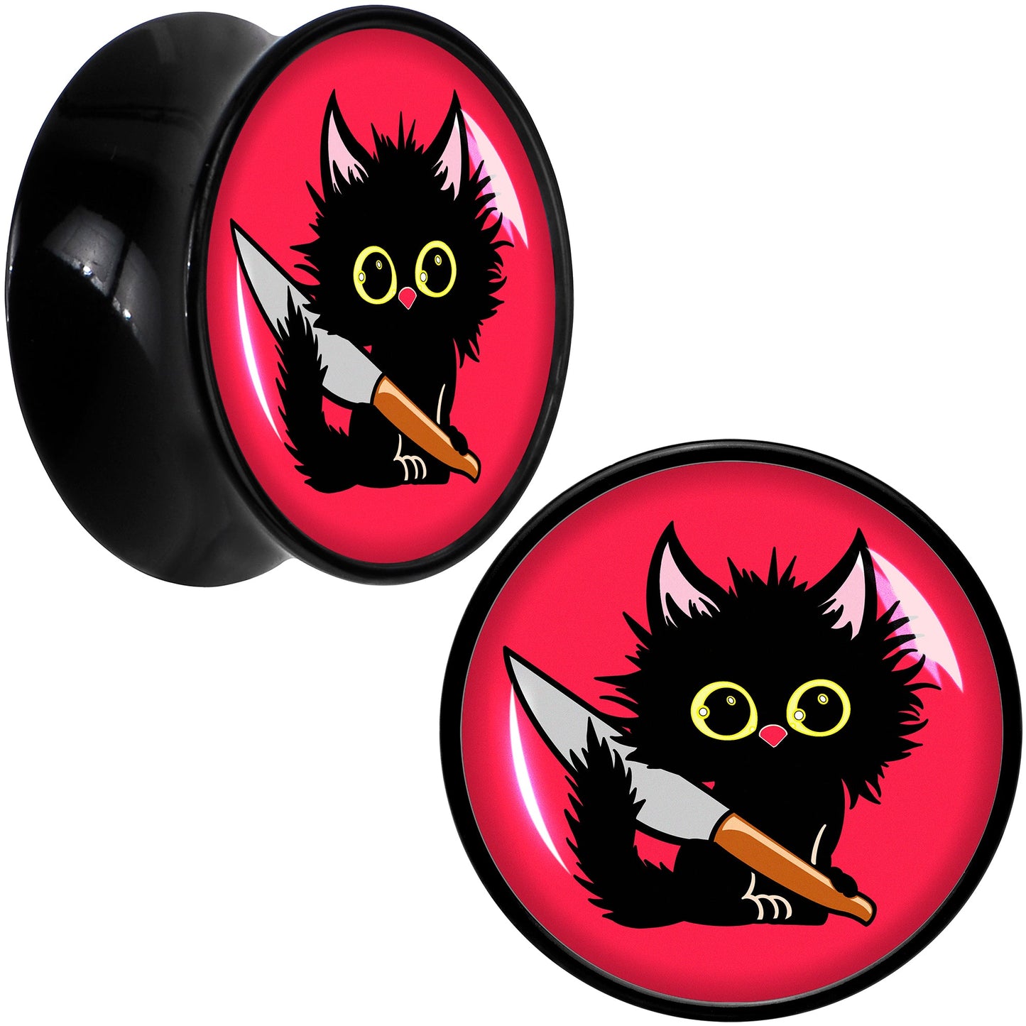 Stabby Cat Black Acrylic Saddle Plug Set by Onyx O - 18mm (.0709") - PLUG Saddle