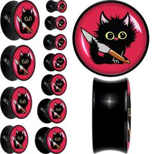 Stabby Cat Black Acrylic Saddle Plug Set by Onyx O - - PLUG Saddle