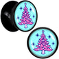 Pastel Christmas Tree Holiday Black Acrylic Saddle Plug Set by Onyx O - 13mm (34 64") - PLUG Saddle
