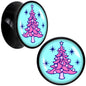Pastel Christmas Tree Holiday Black Acrylic Saddle Plug Set by Onyx O - 16mm (5 8") - PLUG Saddle