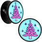 Pastel Christmas Tree Holiday Black Acrylic Saddle Plug Set by Onyx O - 20mm (13 16") - PLUG Saddle