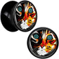 Colorful Trippy Cat Black Acrylic Saddle Plug Set 8mm to 20mm by Onyx O - 12mm (1 2") - PLUG Saddle