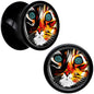 Colorful Trippy Cat Black Acrylic Saddle Plug Set 8mm to 20mm by Onyx O - 8mm (0 Gauge) - PLUG Saddle