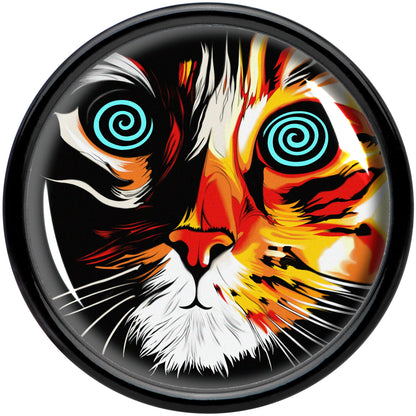 Colorful Trippy Cat Black Acrylic Saddle Plug Set 8mm to 20mm by Onyx O - - PLUG Saddle