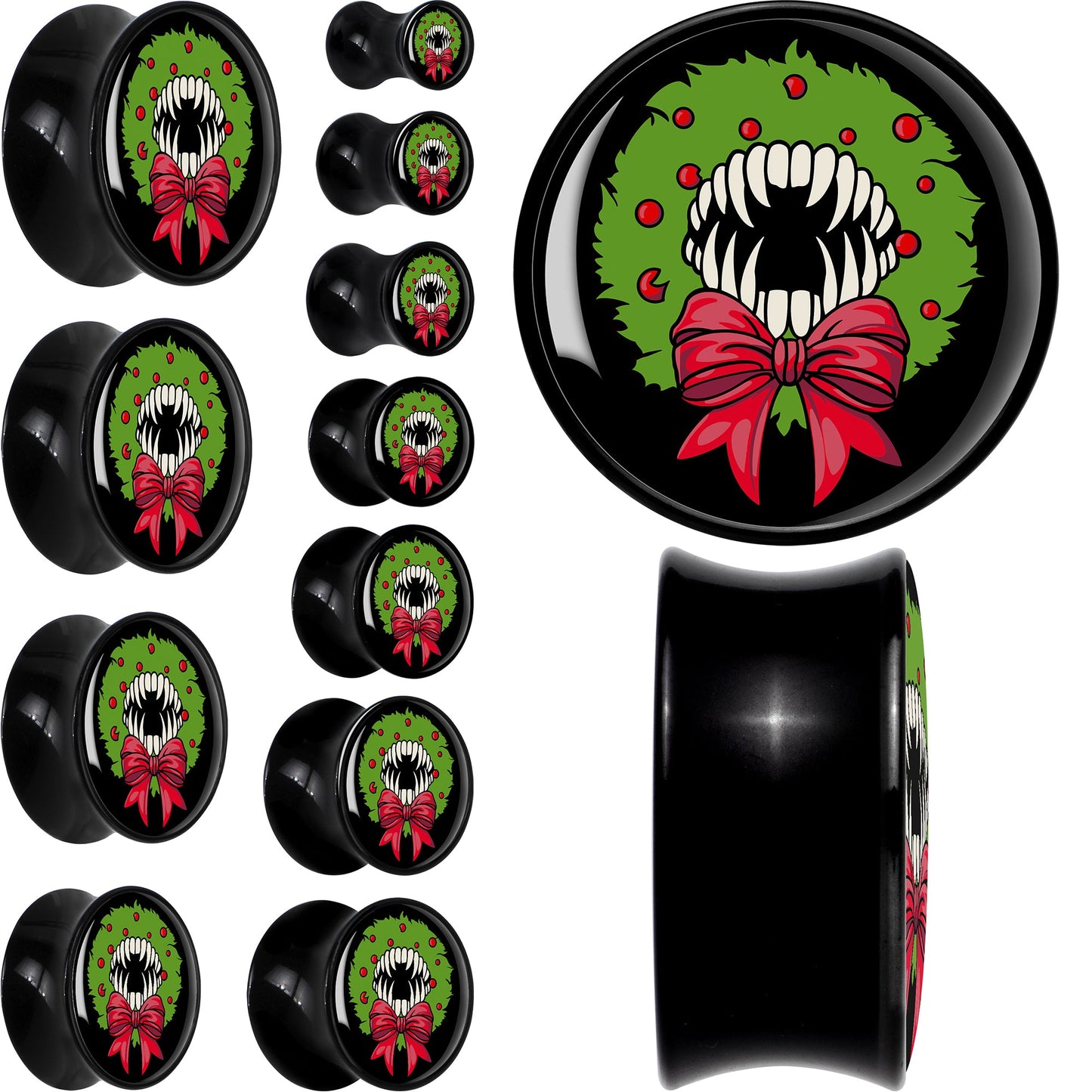 Holiday Vampire Wreath Black Acrylic Saddle Plug Set by Onyx O - - PLUG Saddle