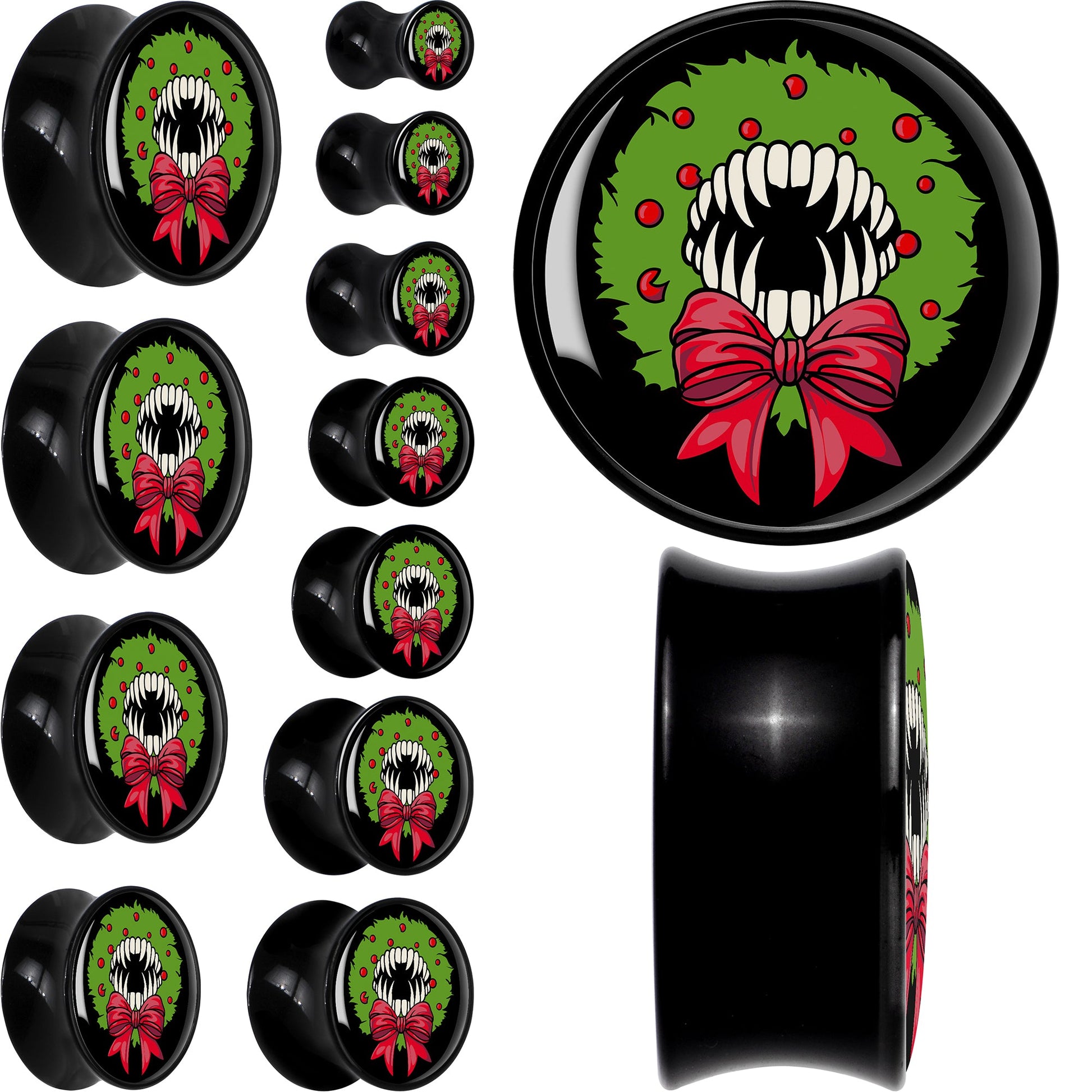 Holiday Vampire Wreath Black Acrylic Saddle Plug Set by Onyx O - - PLUG Saddle