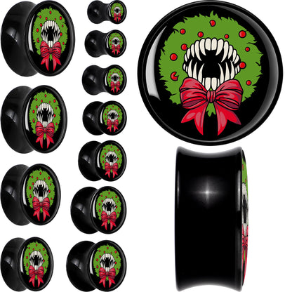 Holiday Vampire Wreath Black Acrylic Saddle Plug Set by Onyx O - - PLUG Saddle