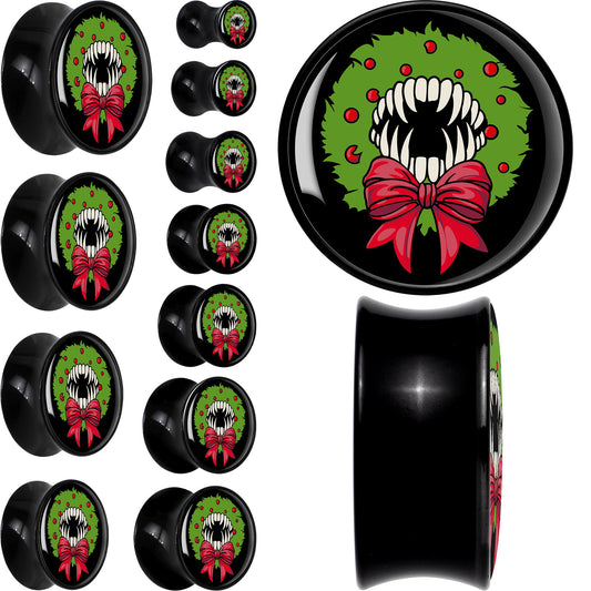 Holiday Vampire Wreath Black Acrylic Saddle Plug Set by Onyx O - - PLUG Saddle