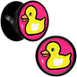 Black Acrylic Yellow Ducky Double Flare Plug Set by Onyx O - 10mm (00 Gauge) - PLUG Double Flare