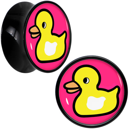 Black Acrylic Yellow Ducky Double Flare Plug Set by Onyx O - 14mm (9 16") - PLUG Double Flare