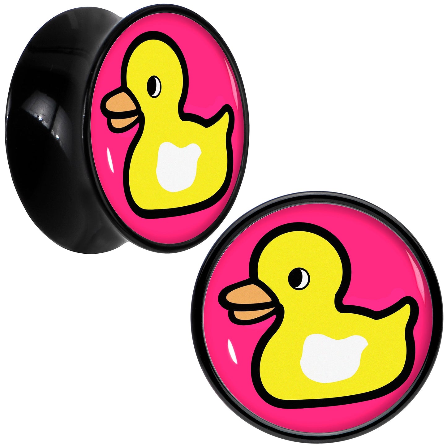 Black Acrylic Yellow Ducky Double Flare Plug Set by Onyx O - 16mm (5 8") - PLUG Double Flare