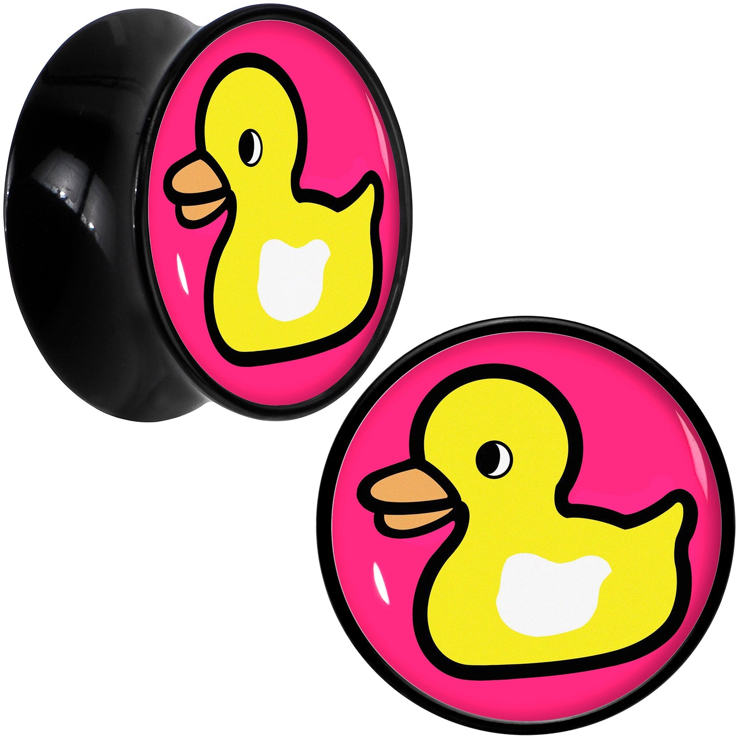Black Acrylic Yellow Ducky Double Flare Plug Set by Onyx O - 18mm (0.709") - PLUG Double Flare