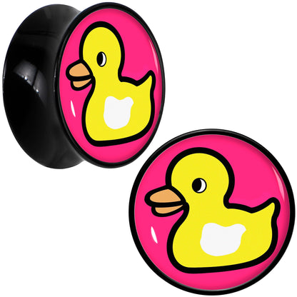 Black Acrylic Yellow Ducky Double Flare Plug Set by Onyx O - 20mm (13 16") - PLUG Double Flare