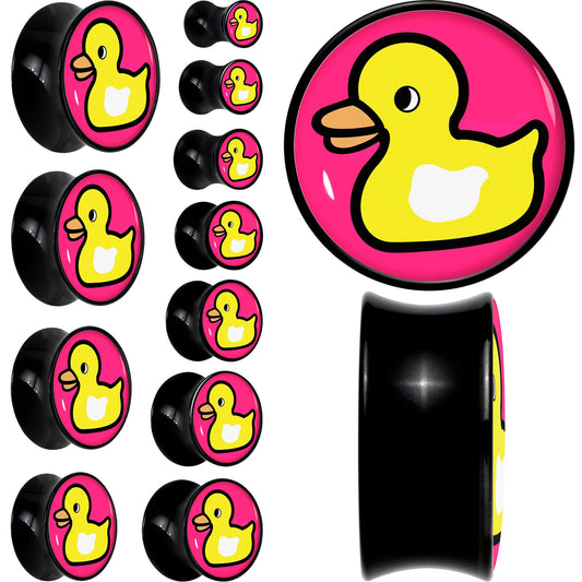 Black Acrylic Yellow Ducky Double Flare Plug Set by Onyx O - - PLUG Double Flare