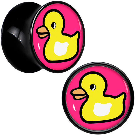 Black Acrylic Yellow Ducky Double Flare Plug Set by Onyx O - - PLUG Double Flare