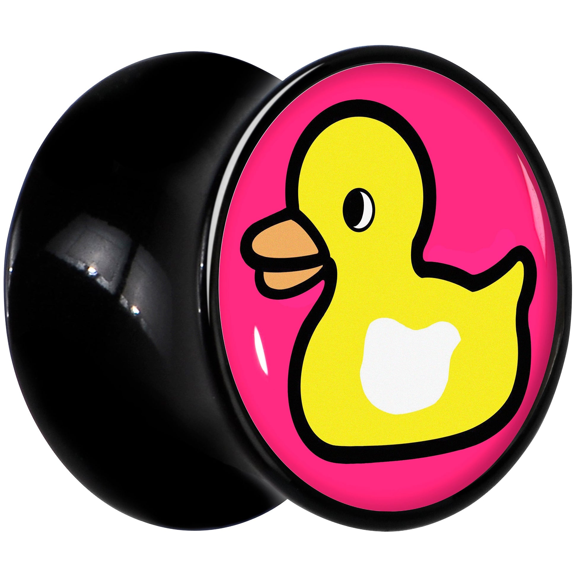 Black Acrylic Yellow Ducky Double Flare Plug Set by Onyx O - - PLUG Double Flare