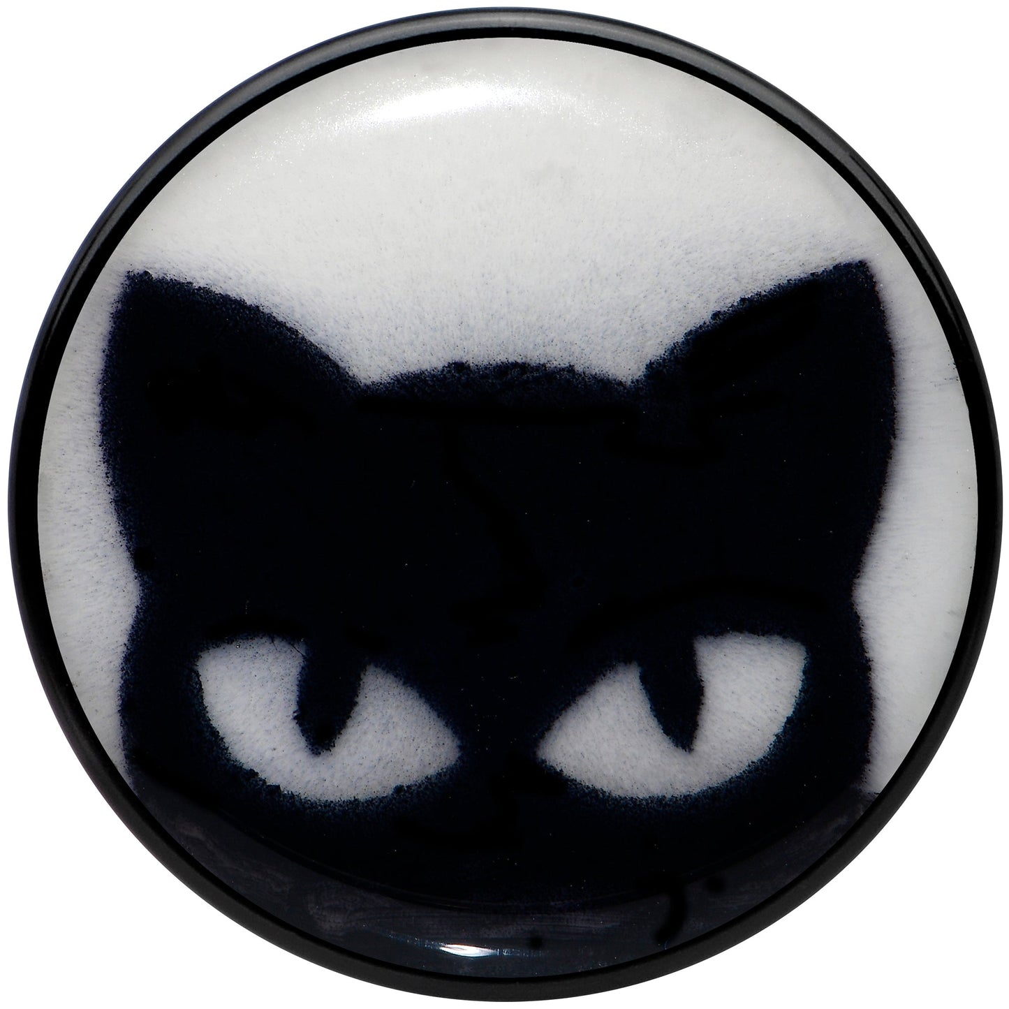 Black Acrylic Glow in the Dark Peeking Cat Double Flare Plug Set by Onyx O - - PLUG Double Flare