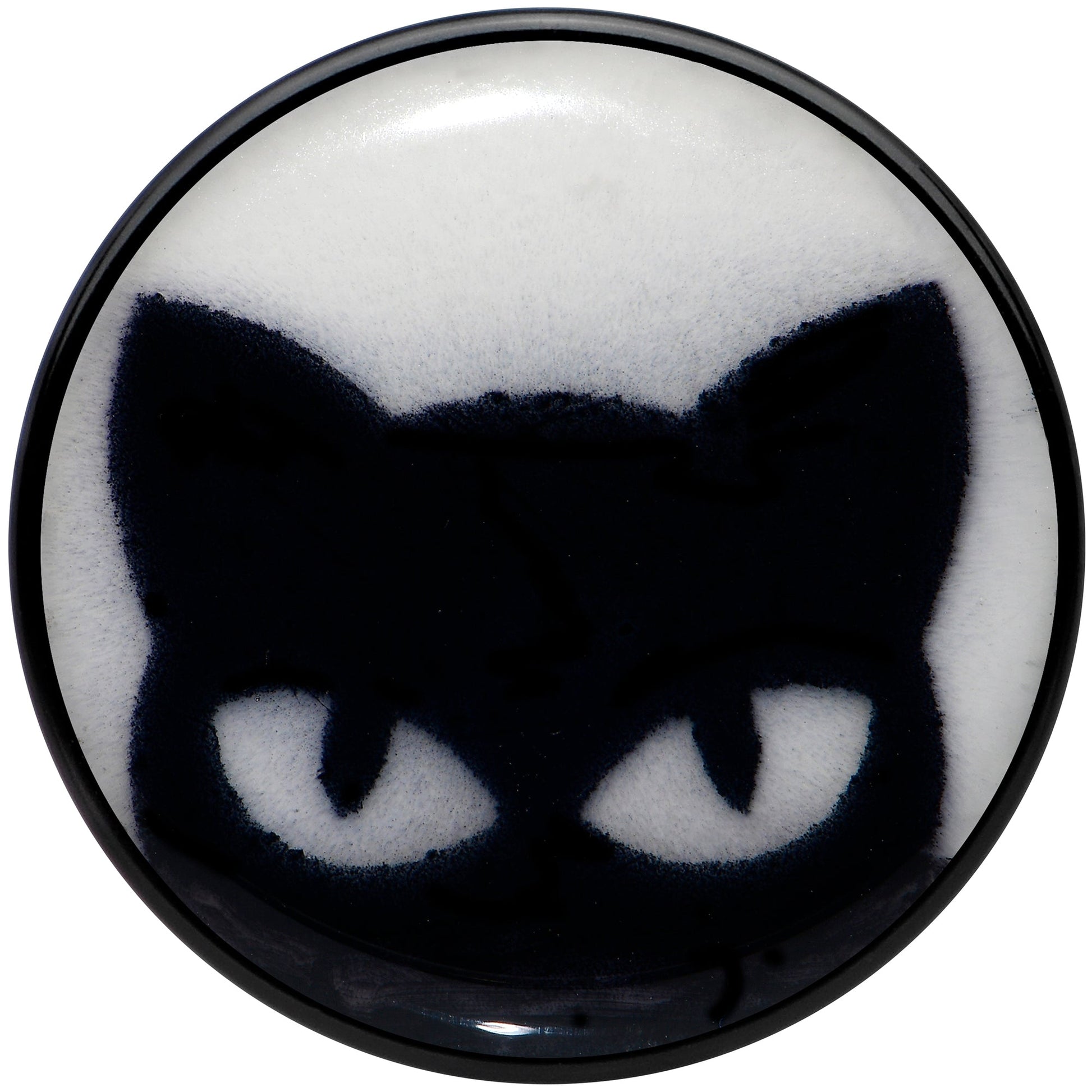 Black Acrylic Glow in the Dark Peeking Cat Double Flare Plug Set by Onyx O - - PLUG Double Flare