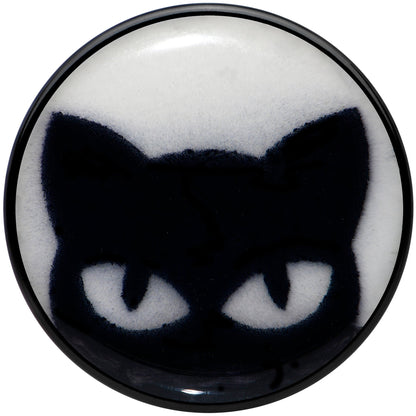 Black Acrylic Glow in the Dark Peeking Cat Double Flare Plug Set by Onyx O - - PLUG Double Flare