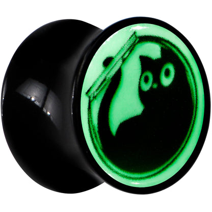 0G Glow in the Dark Fishbowl Kitty Cat Black Acrylic Saddle Plug Set by Onyx O - - PLUG Saddle