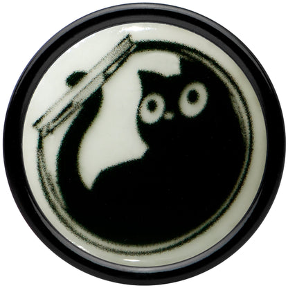 0G Glow in the Dark Fishbowl Kitty Cat Black Acrylic Saddle Plug Set by Onyx O - - PLUG Saddle