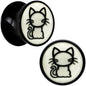 Glow in the Dark Kitty Cat Black Acrylic Saddle Plug Set 8mm to 20mm by Onyx O - 10mm (00 Gauge) - PLUG Saddle