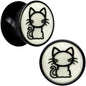 Glow in the Dark Kitty Cat Black Acrylic Saddle Plug Set 8mm to 20mm by Onyx O - 12mm (1 2") - PLUG Saddle