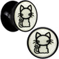 Glow in the Dark Kitty Cat Black Acrylic Saddle Plug Set 8mm to 20mm by Onyx O - 13mm (34 64") - PLUG Saddle