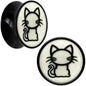 Glow in the Dark Kitty Cat Black Acrylic Saddle Plug Set 8mm to 20mm by Onyx O - 14mm (9 16") - PLUG Saddle
