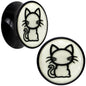 Glow in the Dark Kitty Cat Black Acrylic Saddle Plug Set 8mm to 20mm by Onyx O - 16mm (5 8") - PLUG Saddle