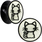 Glow in the Dark Kitty Cat Black Acrylic Saddle Plug Set 8mm to 20mm by Onyx O - 18mm (.0709") - PLUG Saddle