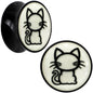 Glow in the Dark Kitty Cat Black Acrylic Saddle Plug Set 8mm to 20mm by Onyx O - 20mm (13 16") - PLUG Saddle