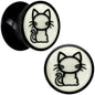 Glow in the Dark Kitty Cat Black Acrylic Saddle Plug Set 8mm to 20mm by Onyx O - 8mm (0 Gauge) - PLUG Saddle