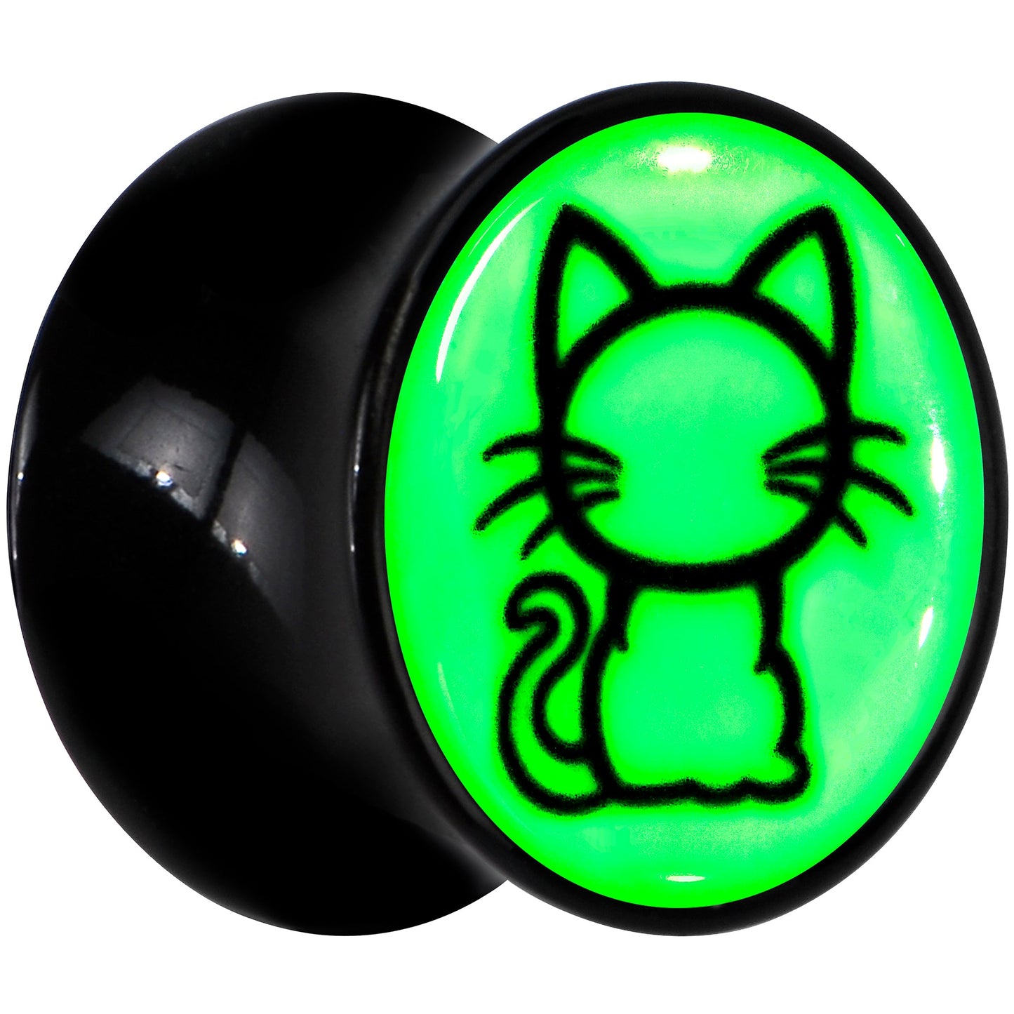 Glow in the Dark Kitty Cat Black Acrylic Saddle Plug Set 8mm to 20mm by Onyx O - - PLUG Saddle