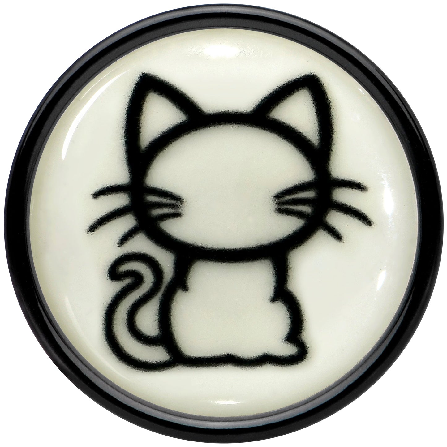 Glow in the Dark Kitty Cat Black Acrylic Saddle Plug Set 8mm to 20mm by Onyx O - - PLUG Saddle