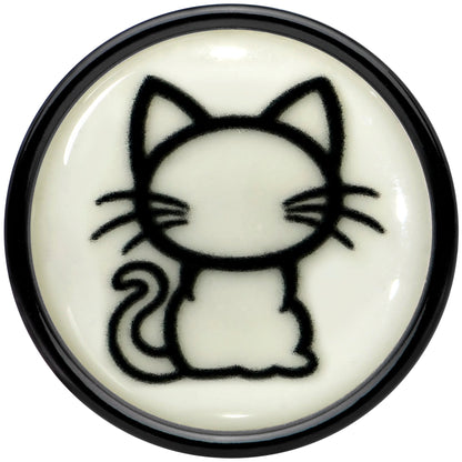 Glow in the Dark Kitty Cat Black Acrylic Saddle Plug Set 8mm to 20mm by Onyx O - - PLUG Saddle