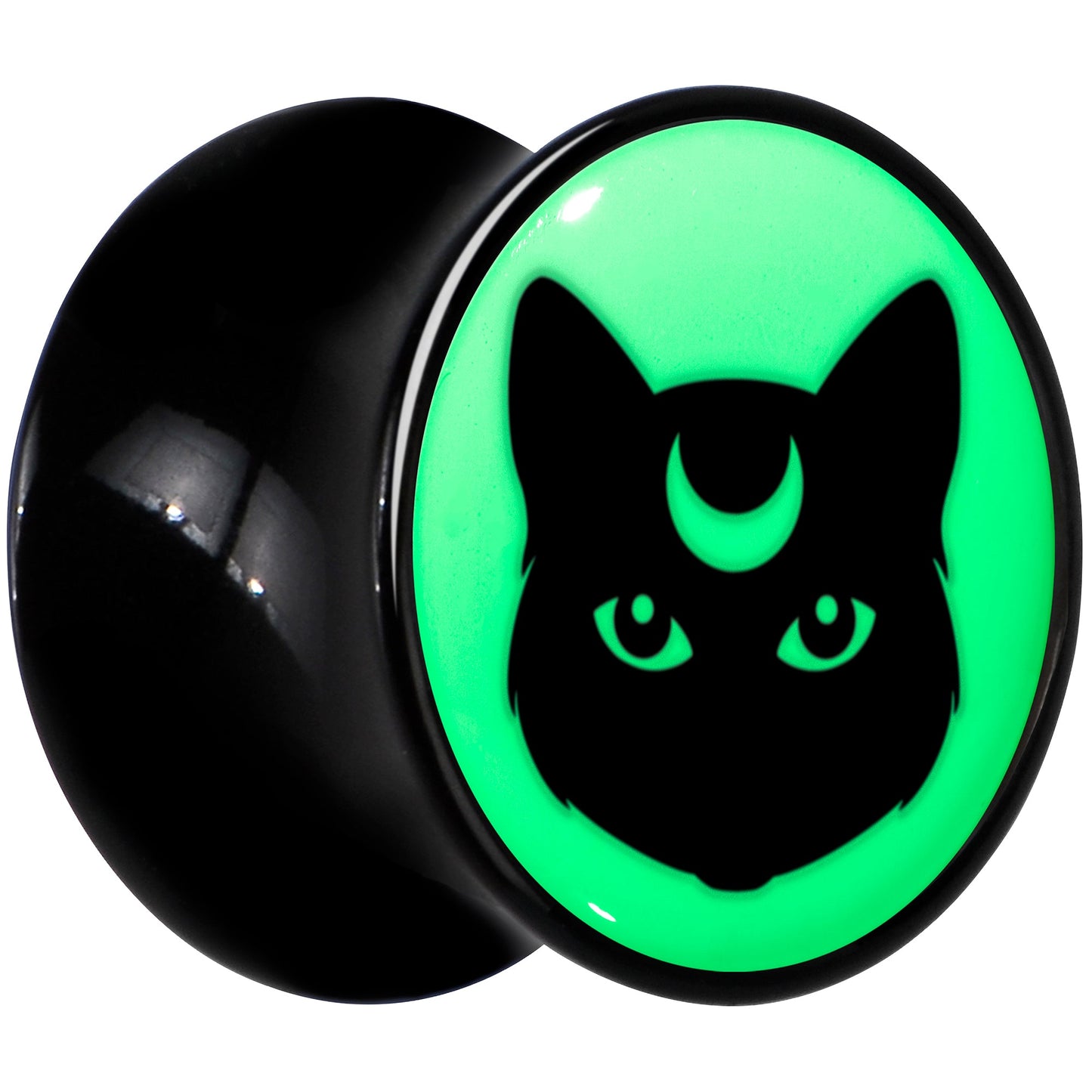 Glow in the Dark Mystic Kitty Cat Black Acrylic Saddle Plug Set by Onyx O - - PLUG Saddle