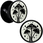 Glow in the Dark Mystic Mushroom Black Acrylic Saddle Plug Set by Onyx O - 10mm (00 Gauge) - PLUG Saddle